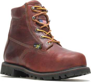 HYTEST 43011 Brown USA Made, Electrical Hazard, Steel Toe, Poron XRD Internal Met Guard Men's 6 Inch Boot