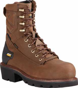 Ariat AR10018567 Powerline, Men's, Brown, Comp Toe, EH, WP, 8 Inch Logger