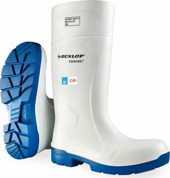 Dunlop ON5113155 Purofort, Men's, White, Steel Toe, EH, PR, Pull On Boot