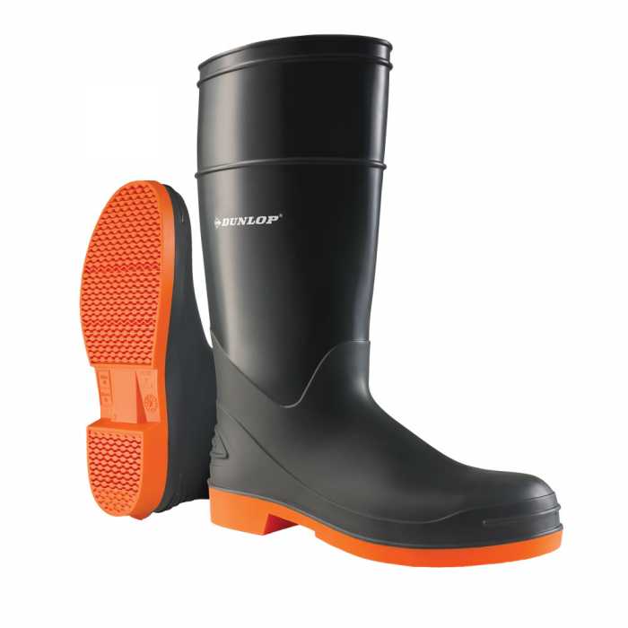 view #1 of: Dunlop 87982 Men's Grey/Orange 16 Inch PVC Waterproof, Slip Resistant, Steel Toe, Pull On Boot
