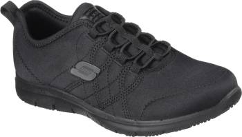 Zapato de trabajo, para mujer, negro, con puntera blanda, antideslizante, SKECHERS Work SK77211BLK Ghenter-Srelt