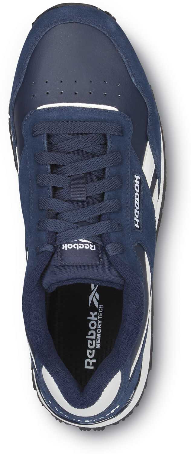 alternate view #4 of: Zapato de trabajo con puntera blanda, antideslizante MaxTRAX, EH, estilo zapatilla para correr retro, azul marino/blanco, de hombre Reebok Work SRB1954 Harman