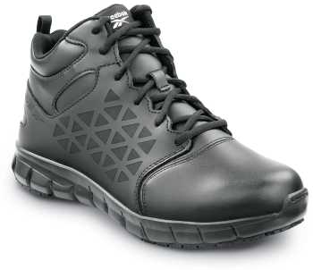 Reebok Work SRB3204 Sublite Cushion Work, Men's, Black, Mid-Athletic Style, MaxTRAX Slip Resistant, Soft Toe Work Shoe
