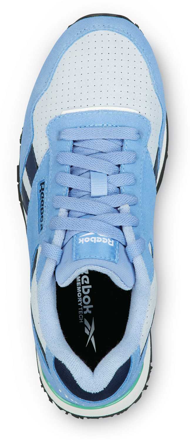 alternate view #4 of: Zapato de trabajo con puntera blanda, antideslizante MaxTRAX, EH, estilo retro de correr, azul/gris, de mujer, Reebok Work SRB950 Harman