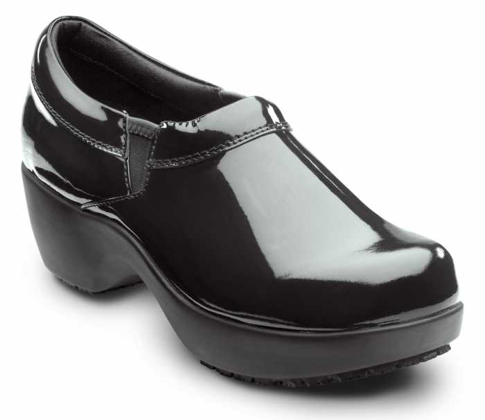 view #1 of: SR Max SRM133 Geneva, Women's, Black Patent, Clog Style, MaxTRAX Slip Resistant, Soft Toe Work Shoe