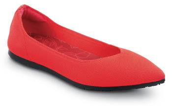Zapato de trabajo, con puntera blanda, antideslizante MaxTRAX, estilo de vestir plano, rojo, de mujer, SR Max SRM594 Albright