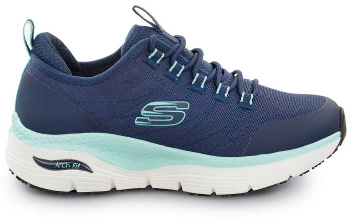 alternate view #2 of: SKECHERS Work Arch Fit SSK108096NVAQ Christina, Women's, Navy/Aqua, Athletic Style, EH, MaxTRAX Slip Resistant, Soft Toe Work Shoe