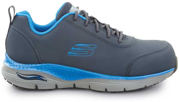 alternate view #2 of: SKECHERS Work Arch Fit SSK200148NVBL Beau, Men's, Navy/Light Blue, Athletic Style, Alloy Toe, EH, MaxTRAX Slip Resistant, Work Shoe