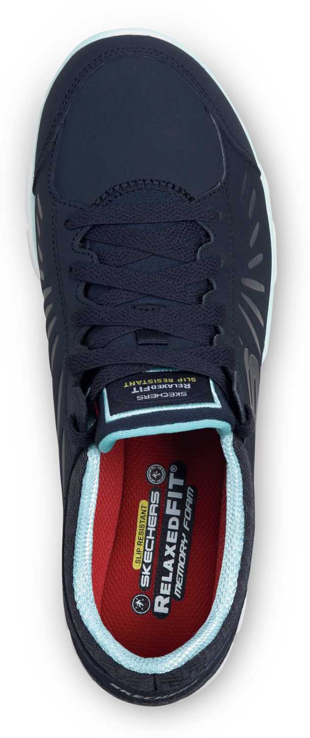 alternate view #4 of: SKECHERS Work SSK405NVAQ Stacey, Women's, Navy/Aqua, Athletic Style, MaxTRAX Slip Resistant, Soft Toe Work Shoe