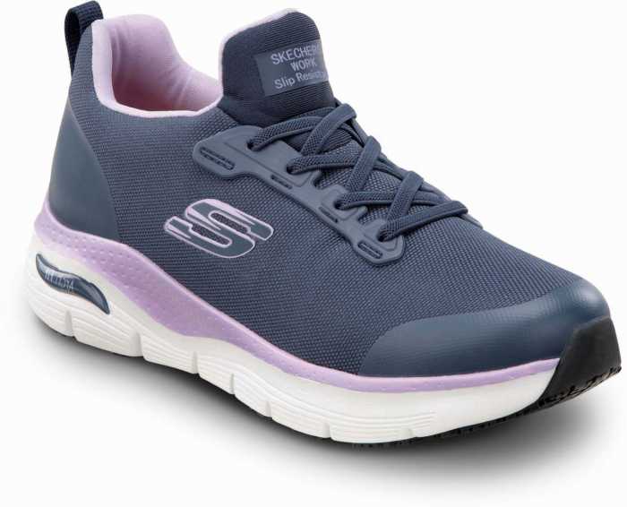 view #1 of: SKECHERS Work Arch Fit SSK8436NVY Leslie, Women's, Navy, Slip On Athletic Style, Alloy Toe, MaxTRAX Slip Resistant, Work Shoe