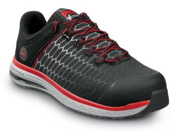 Zapato de trabajo deportivo bajo, antideslizante, MaxTRAX, EH, con puntera de material compuesto, negro/rojo, para hombre, Timberland PRO STMA22NY Powerdrive