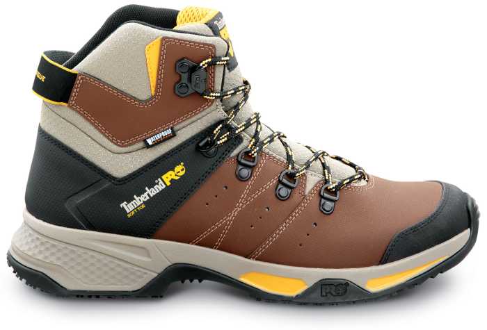 alternate view #2 of: Timberland PRO STMA44HY Switchback, Men's, Brown/Golden Yellow, Soft Toe, EH, WP, MaxTRAX Slip-Resistant Work Hiker