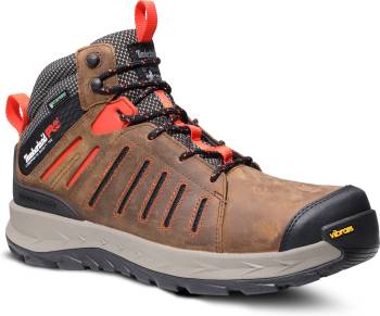 Timberland PRO TMA2PKQ TrailWind, Men's, Brown/Red, Comp Toe, EH, WP, 6 Inch, Hiker, Work Boot