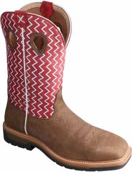 Twisted X TWMLCS001 Men's, Saddle/Cherry, Steel Toe, EH, 12 Inch, Pull On Boot