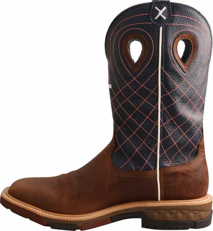 alternate view #3 of: Twisted X TWMXBAW01 Men's, Mocha/Navy, Alloy Toe, EH, 12 Inch, Pull On Boot