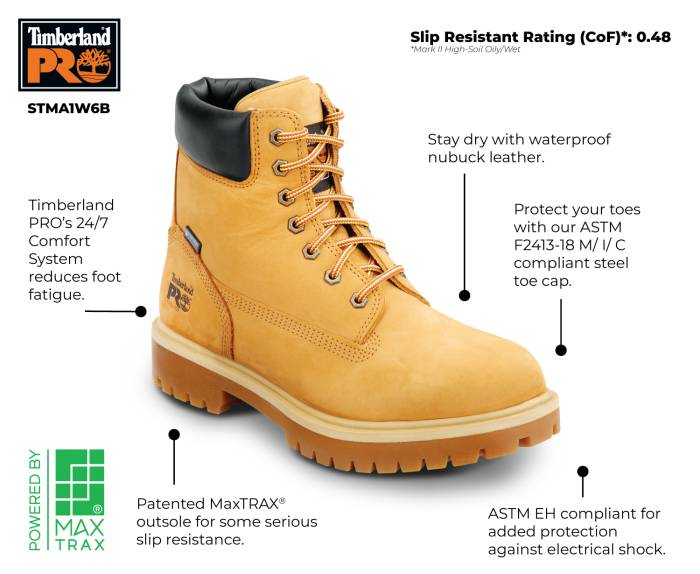 alternate view #2 of: Timberland PRO STMA1W6B 6IN Direct Attach Men's, Wheat, Steel Toe, EH, MaxTRAX Slip Resistant, WP Boot