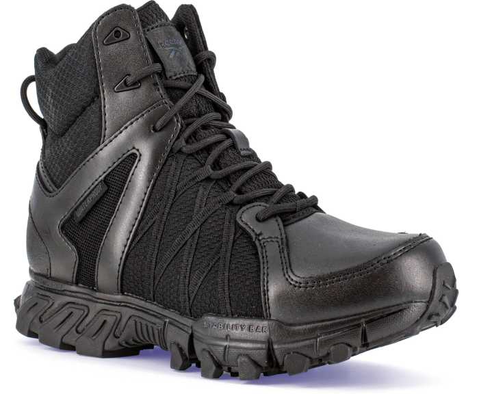 view #1 of: Reebok WGRB3450 Trailgrip Tactical, Men's, Black, Soft Toe, EH, WP, 6 Inch, Side Zip, Tactical, Work Boot